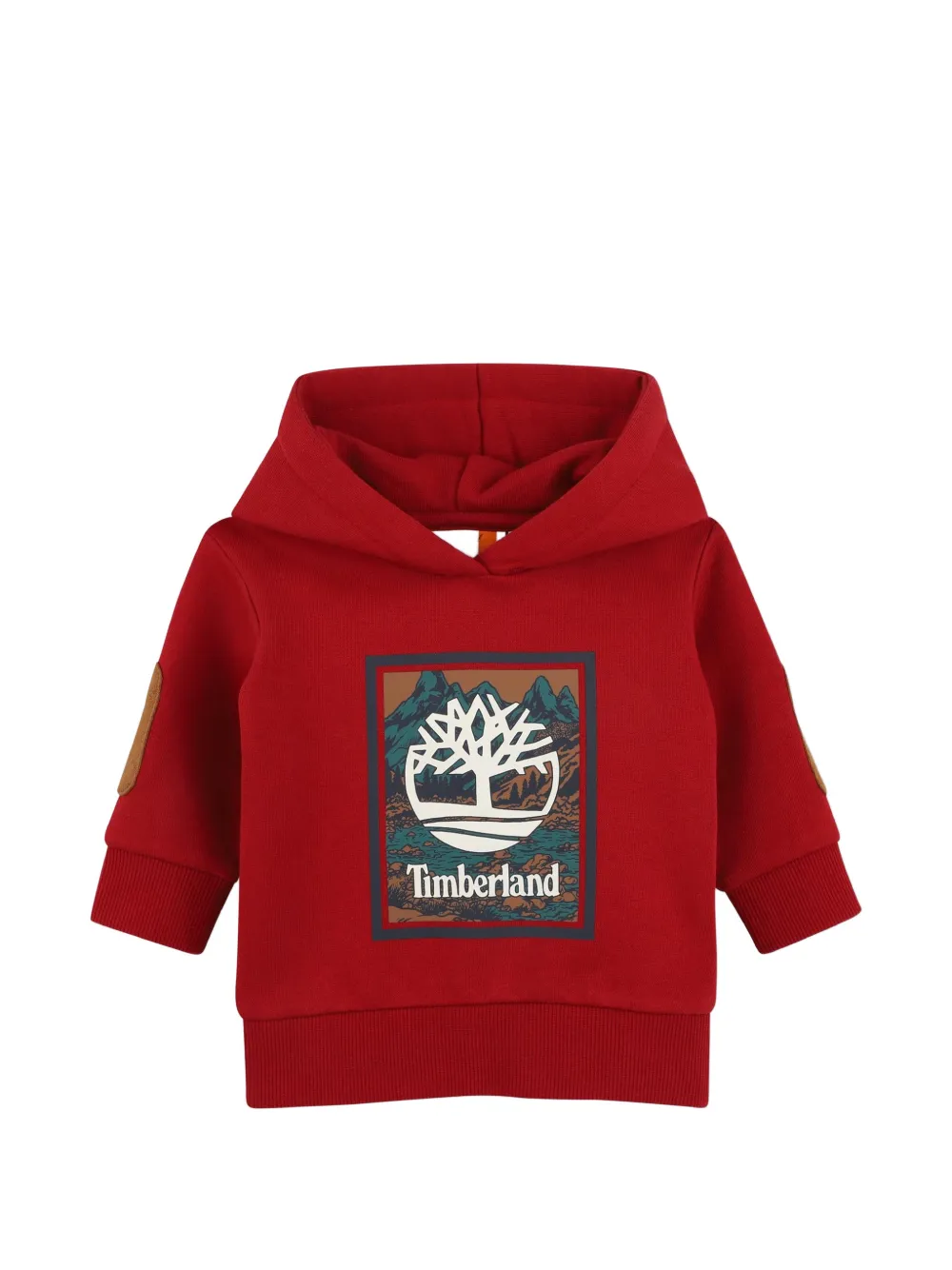 Timberland Kids Hoodie met elleboog-patch en logo-print Rood