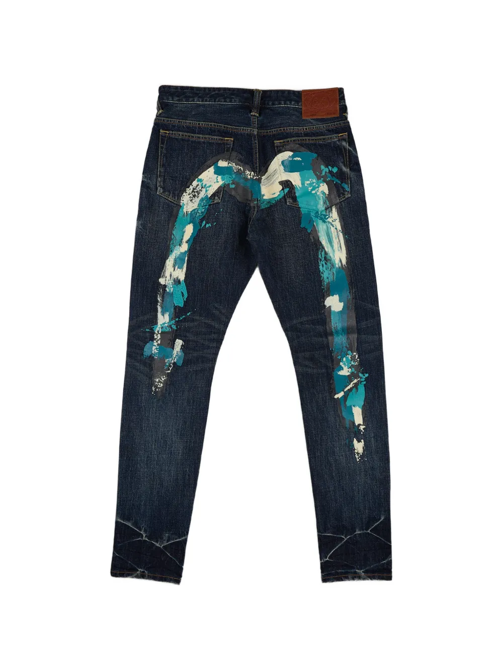 EVISU Jeans met whisker-effect en Seagull-print Blauw