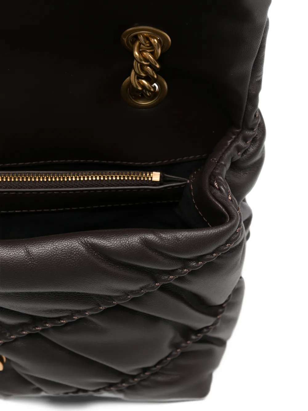 PINKO Love Puff chevron-quilted leather shoulder bag Bruin