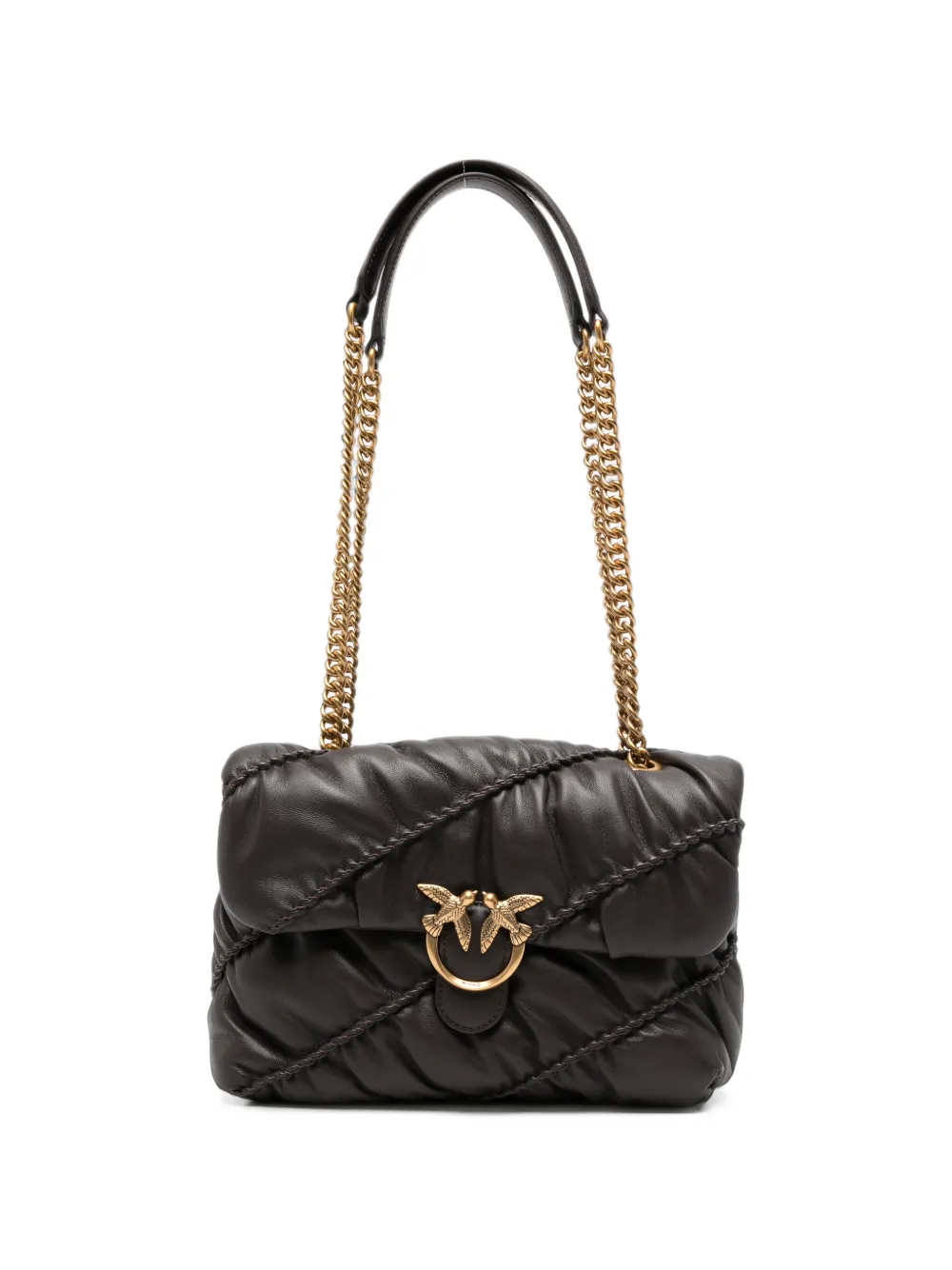 PINKO Love Puff chevron-quilted leather shoulder bag Bruin