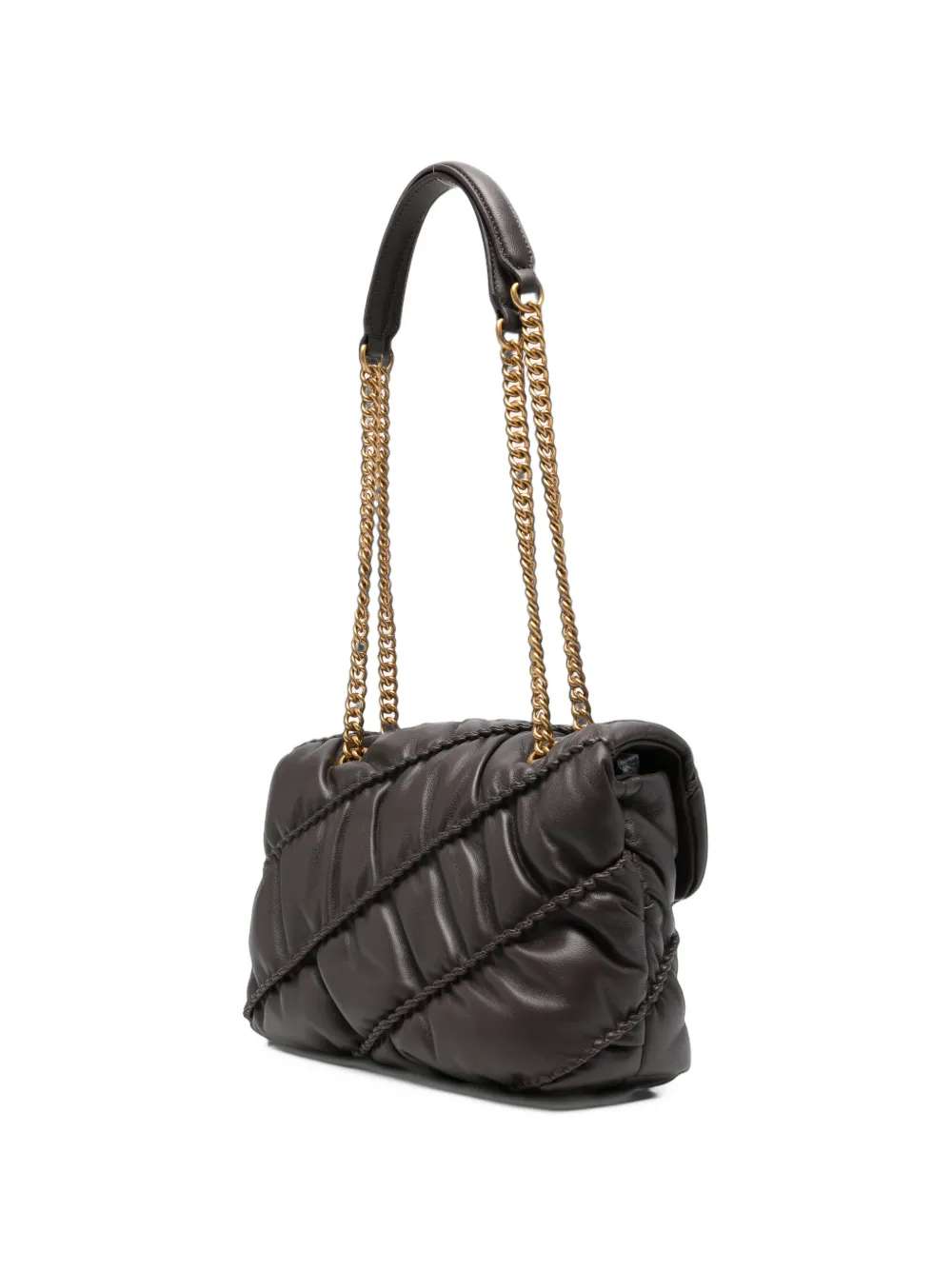 PINKO Love Puff chevron-quilted leather shoulder bag Bruin