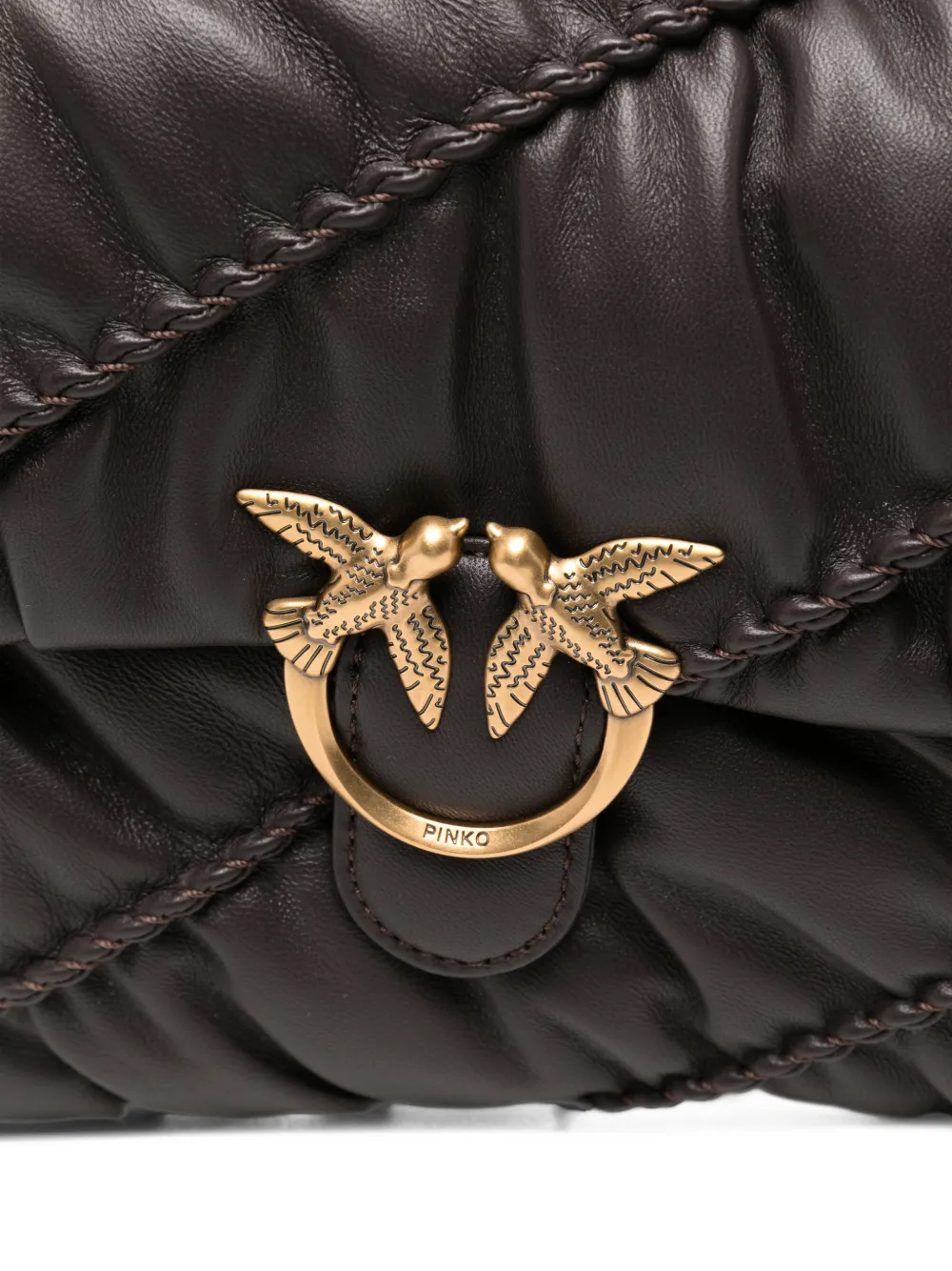 PINKO Love Puff chevron-quilted leather shoulder bag Bruin
