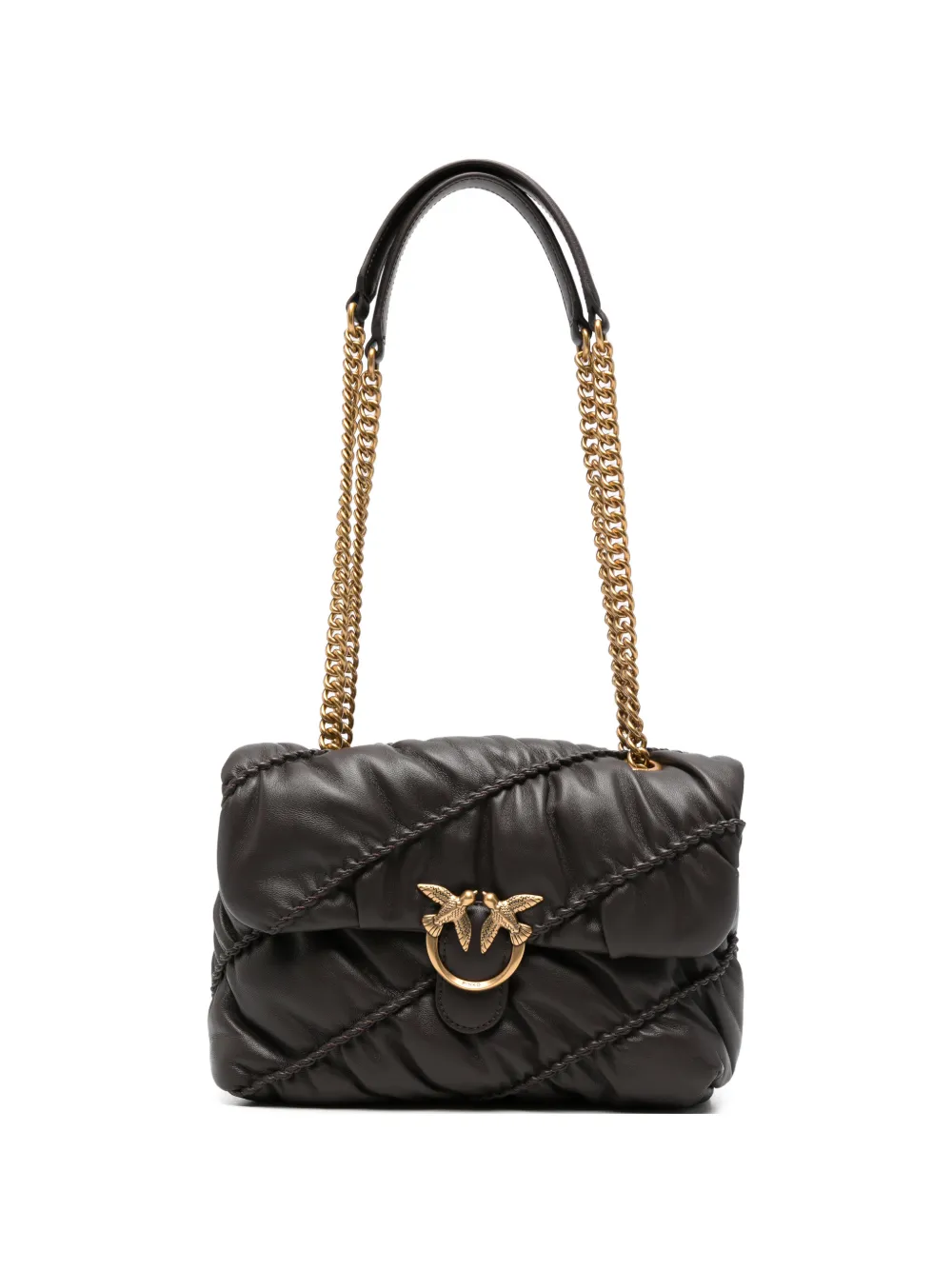 PINKO Love Puff chevron-quilted leather shoulder bag - Braun