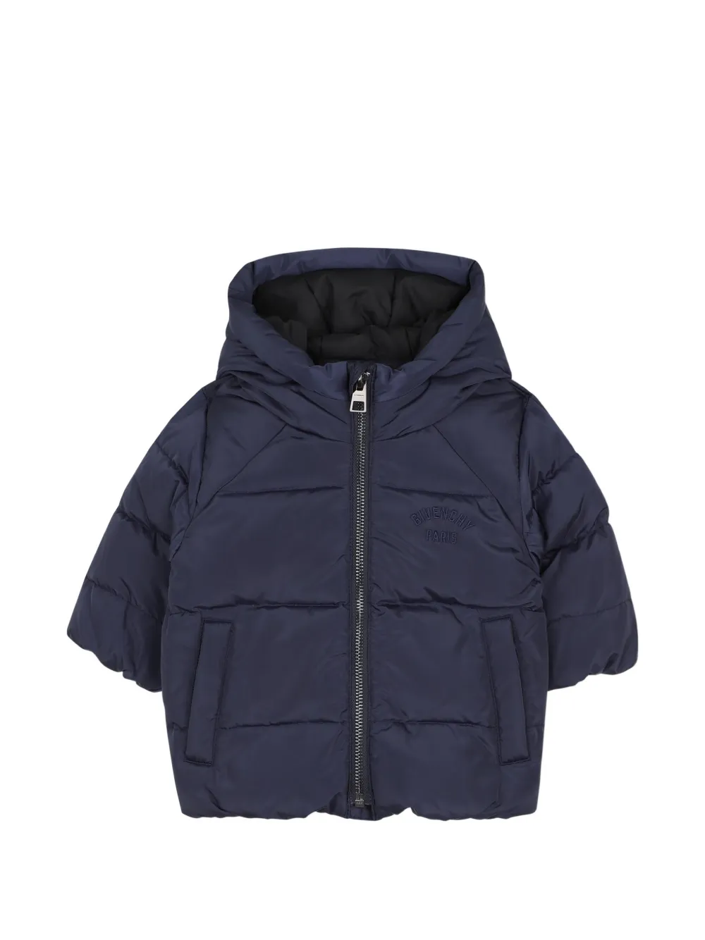 Givenchy Kids logo-embroidered hooded puffer jacket - Blu