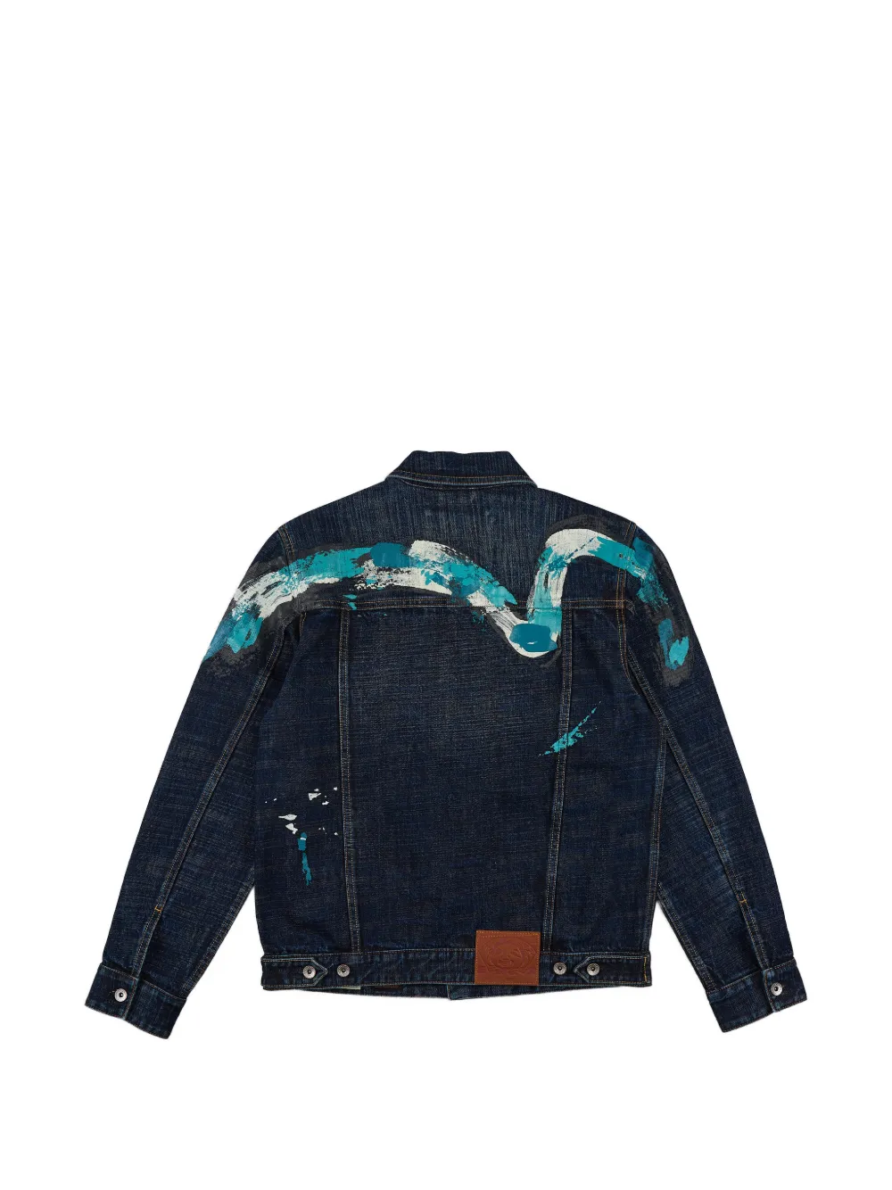 EVISU Daicock denim jack met verfspatten Blauw