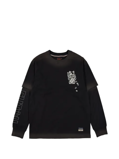 EVISU Fortune Cat graphic-print layered-sleeve T-shirt