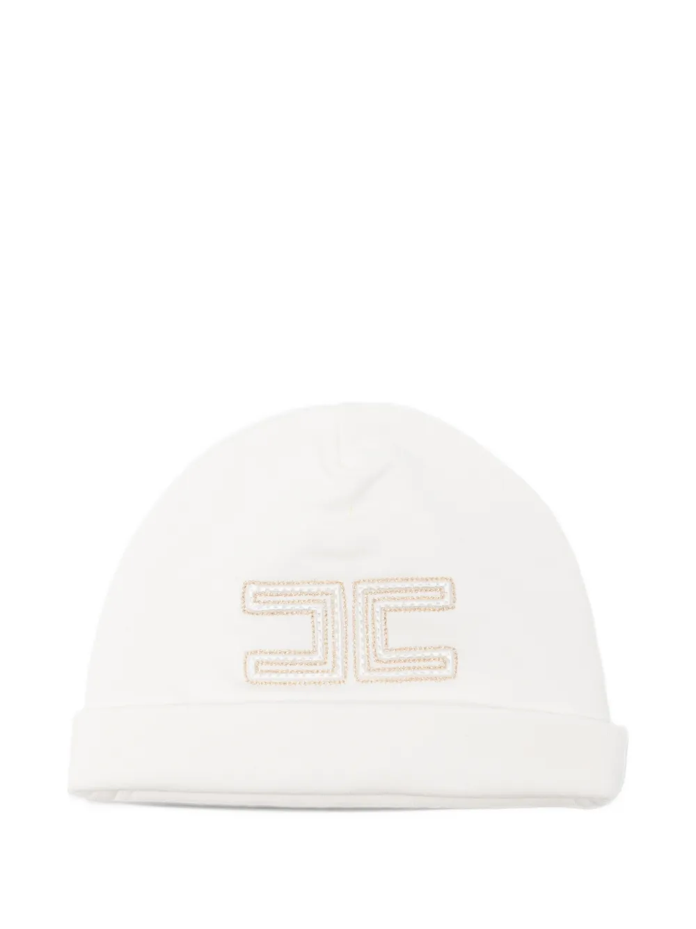 Elisabetta Franchi Kids logo-embroidered beanie hat - Bianco