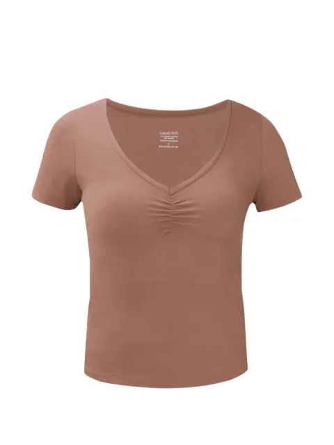Sweaty Betty playera fruncida con cuello en V