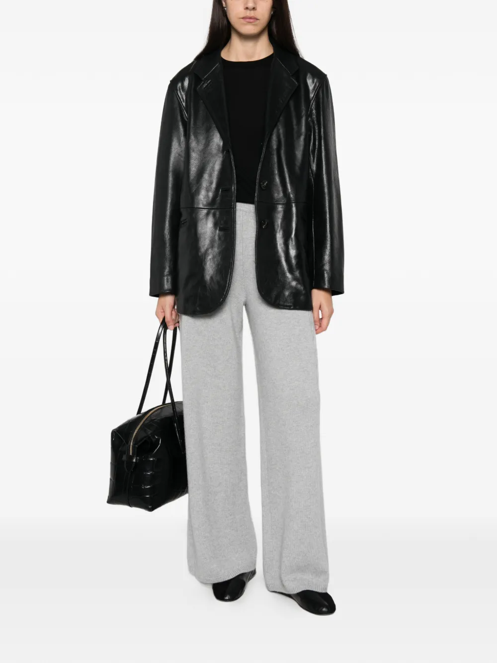 Lisa Yang Olanda cable-knit palazzo pants Grijs