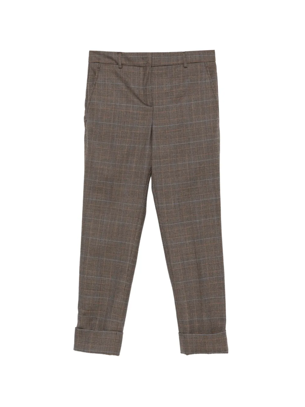 Incotex Broek met Prince of Wales-ruit en omgeslagen pijpen Bruin