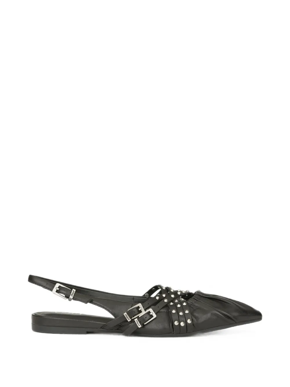 Ash Bianca Studded Leather Ballet Flats In Black