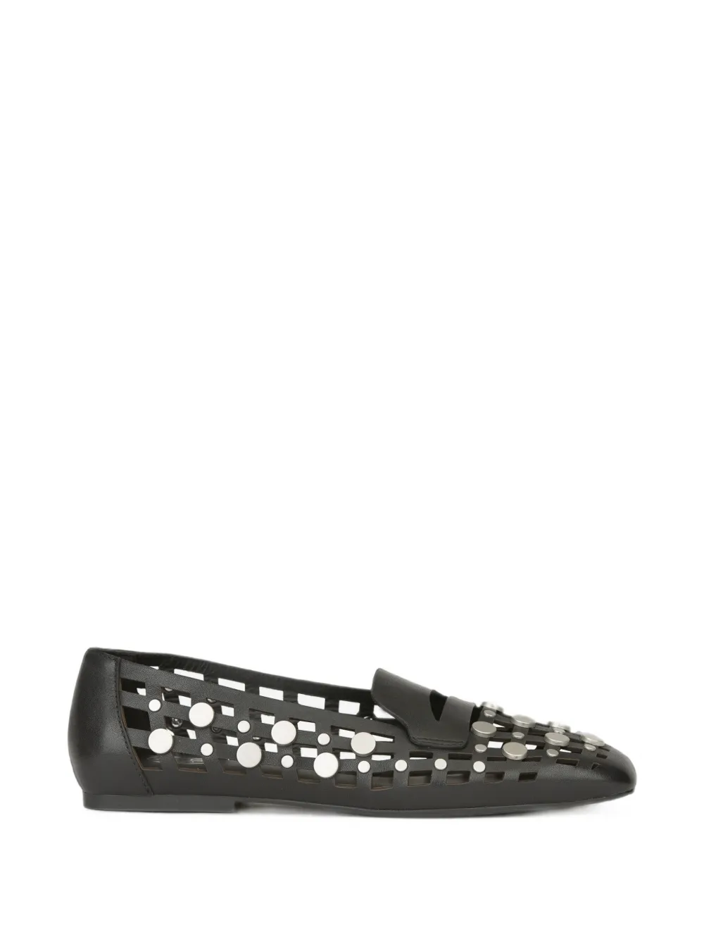 Ash Bali Stud-embellished Laser-cut Loafers In Black