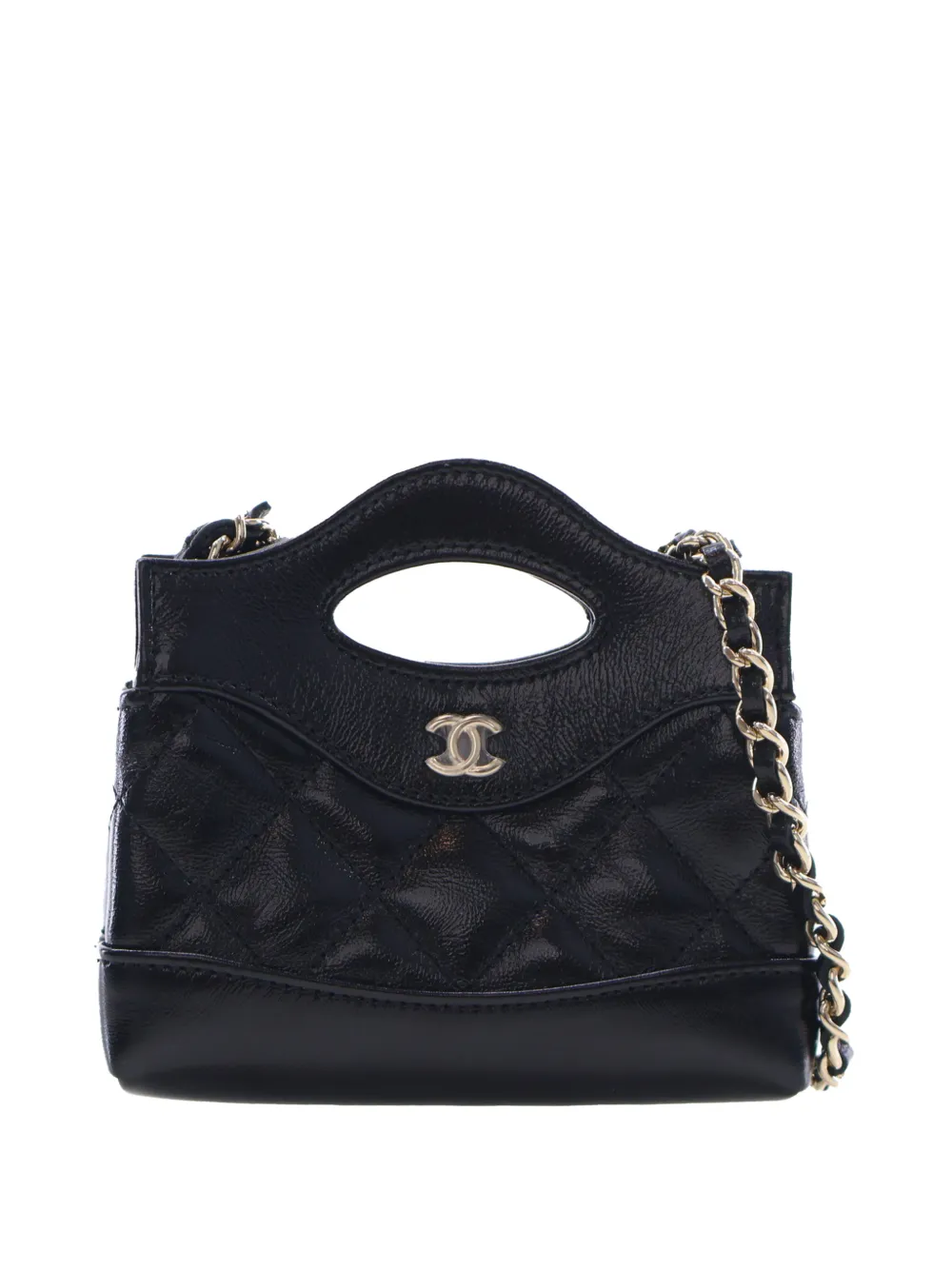 CHANEL Pre-Owned 2021-2026 Micro Shiny Lambskin 31 Clutch with Chain satchel - Nero