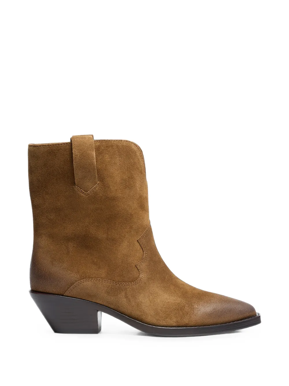 Ash Donovan Western-style Leather Ankle Boots In Brown