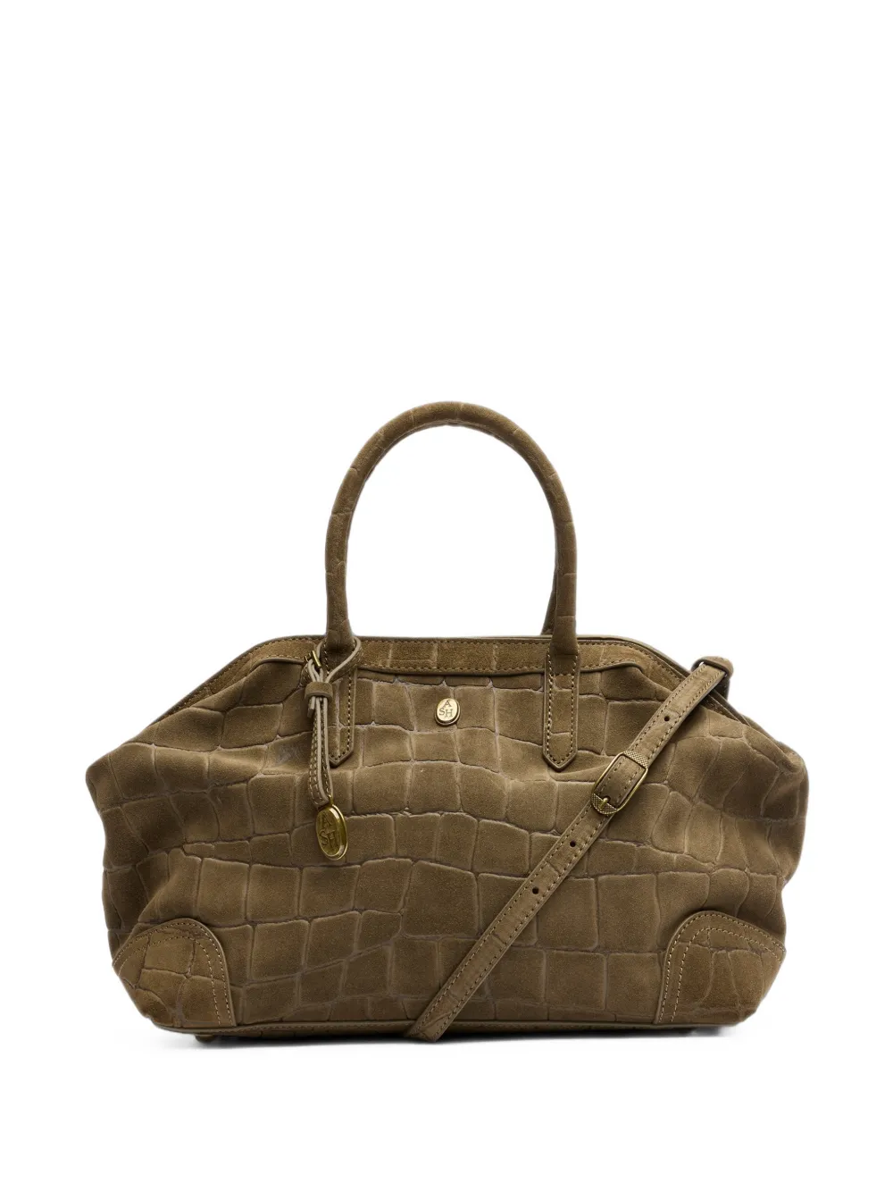 Ash Justine Crocodile-effect Tote Bag In Brown