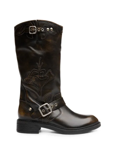 Ash botas biker Flax bordadas con hebilla