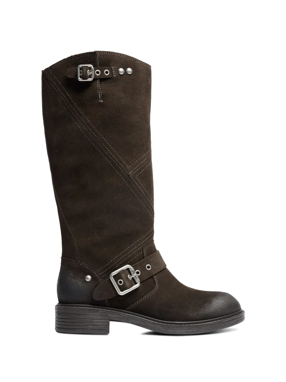 Ash Fuchsia buckle-detail biker boots in Brown