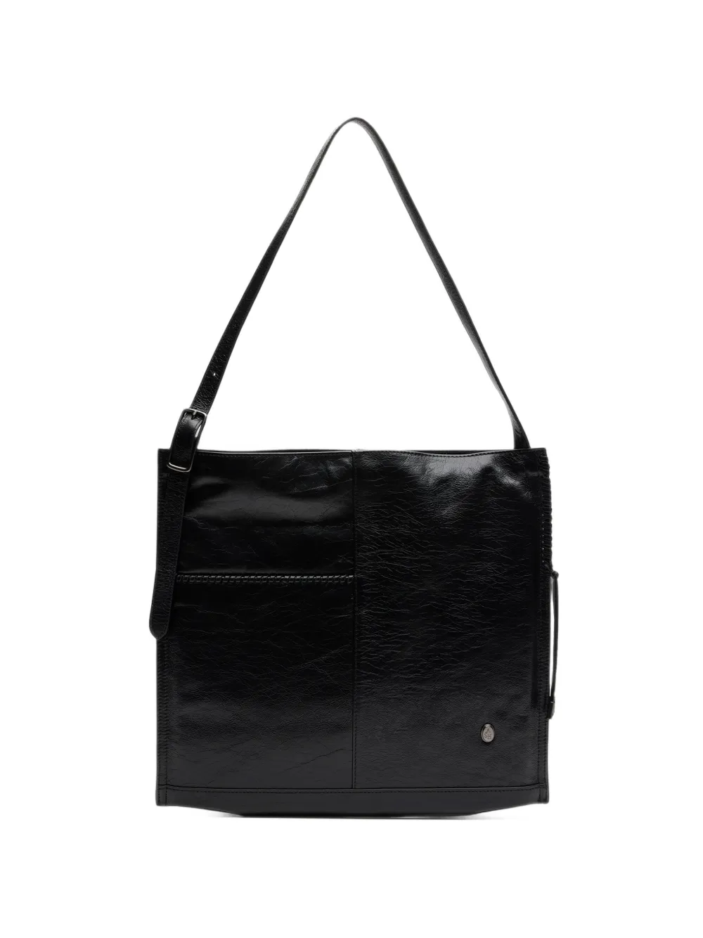 Ash Hannah medium whipstitch leather shoulder bag - Nero