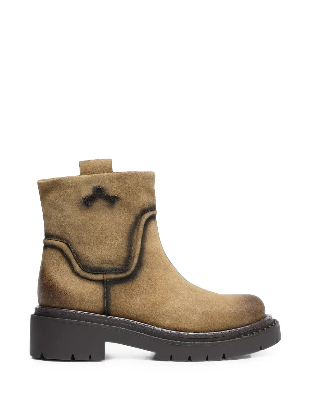Ash Duffie Leather Ankle Boots In Brown