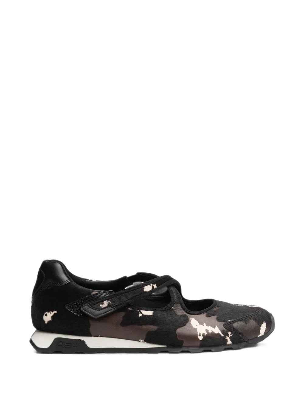 Ash Kore Bis Cow-print Touch-strap Slip-on Sneakers In Black