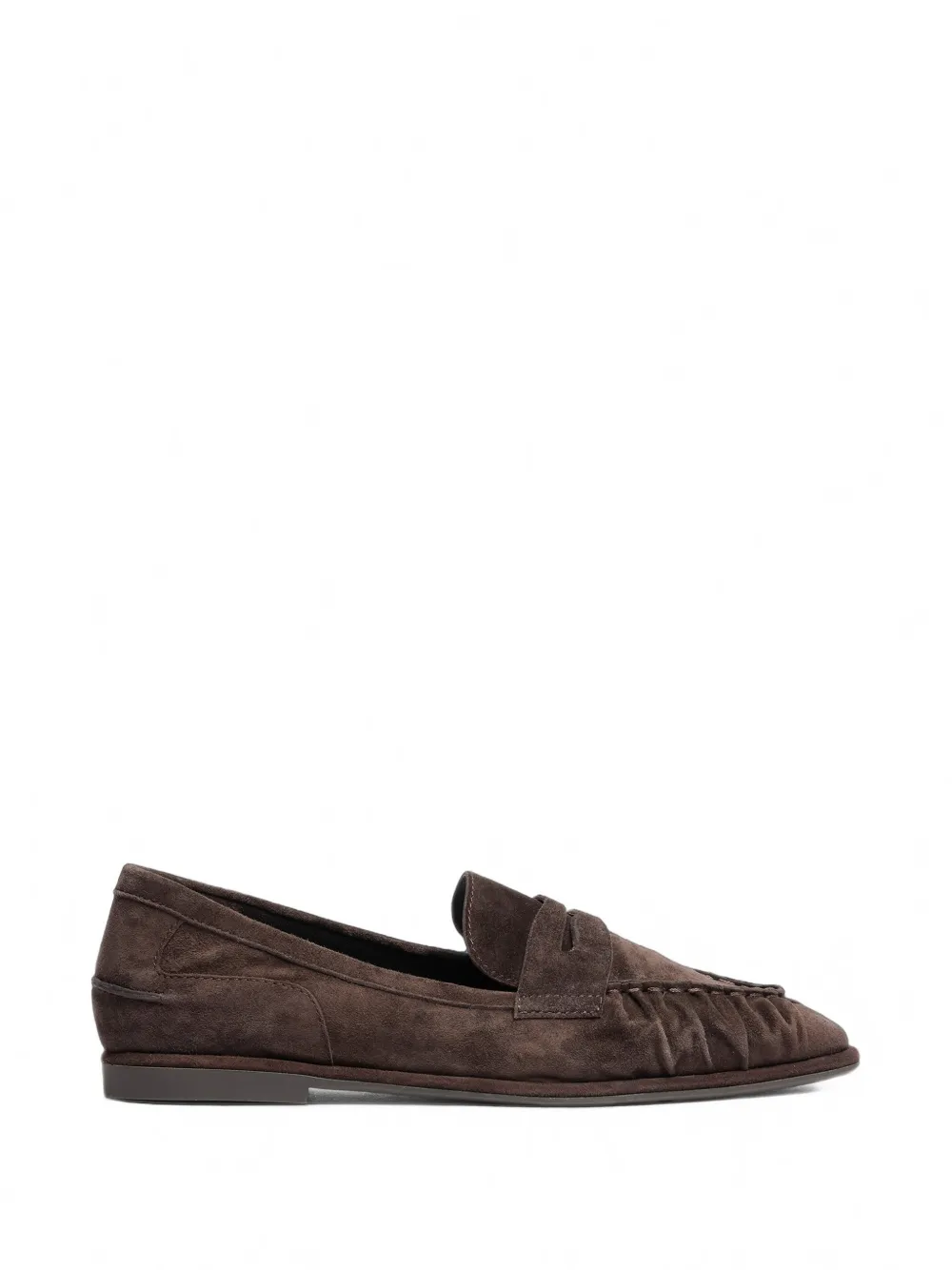 Ash Babe Bis Ruched Suede Loafers In Brown