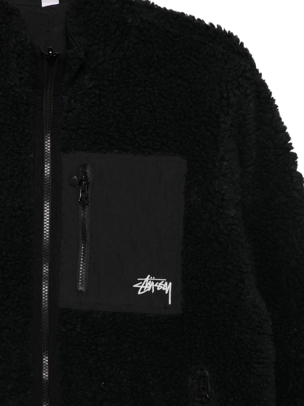 Stüssy fleece-texture zip-up jacket Zwart