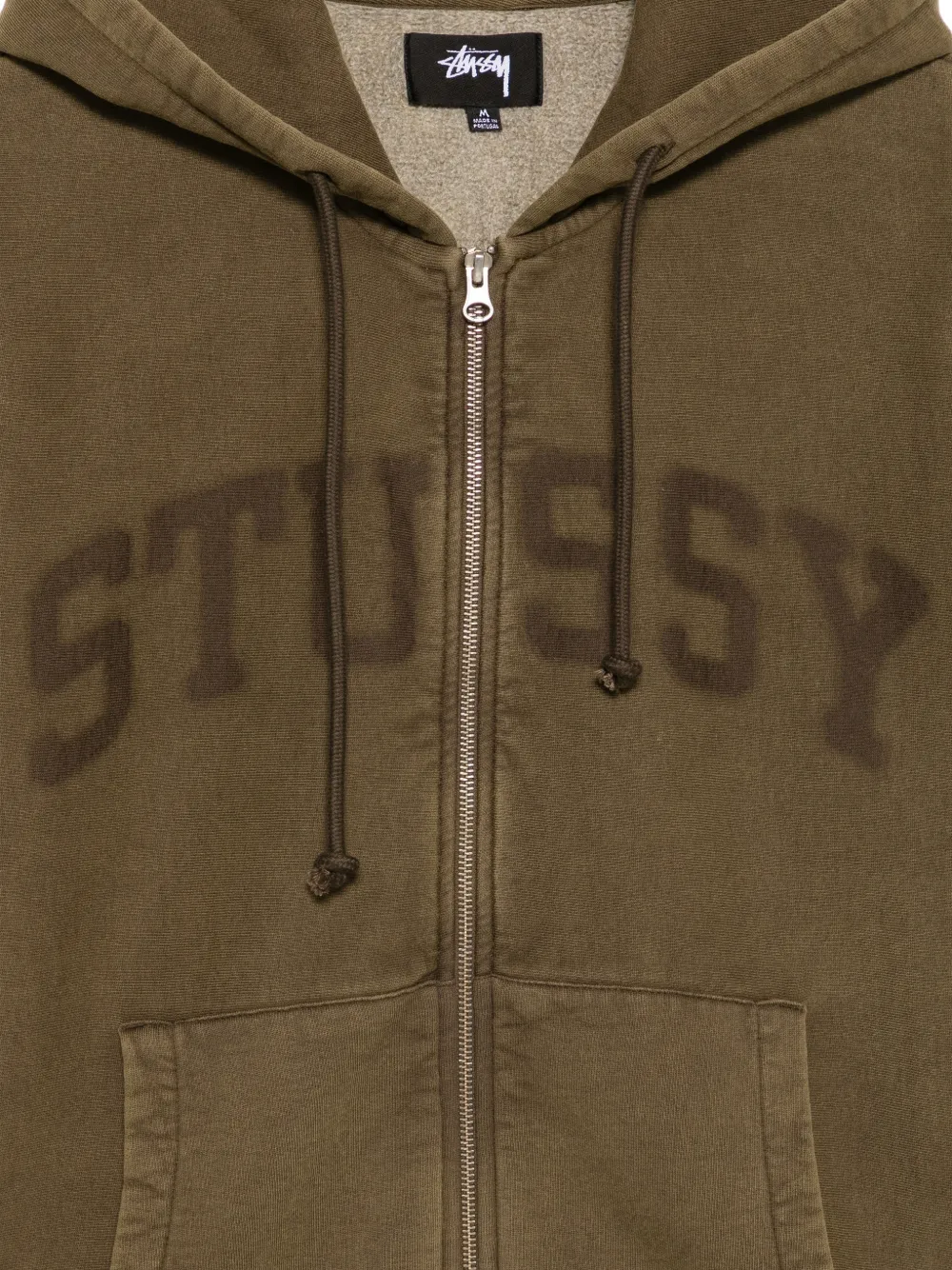 Stüssy logo-print zip-up hoodie Groen