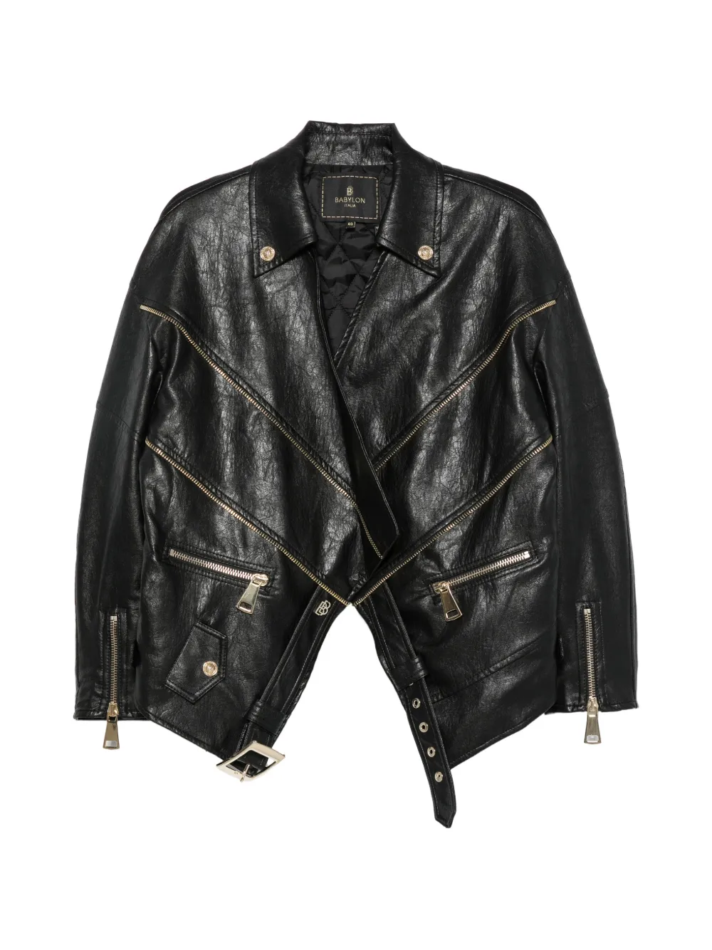 Babylone Paris belted biker jacket - Nero