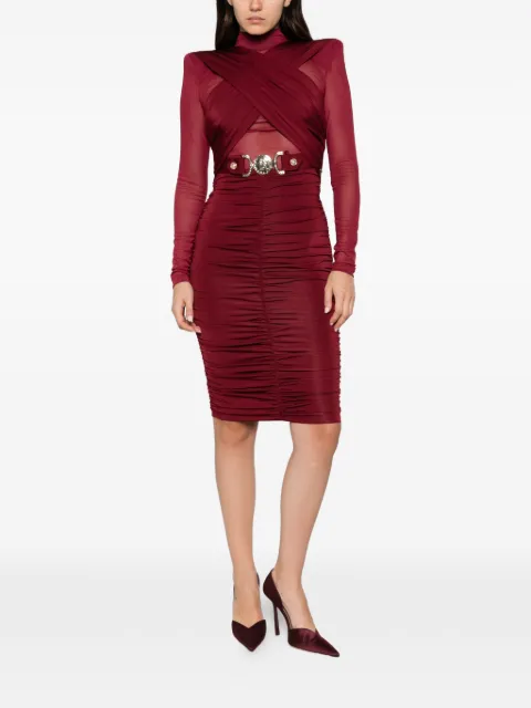 Babylone Paris belted ruched mini dress