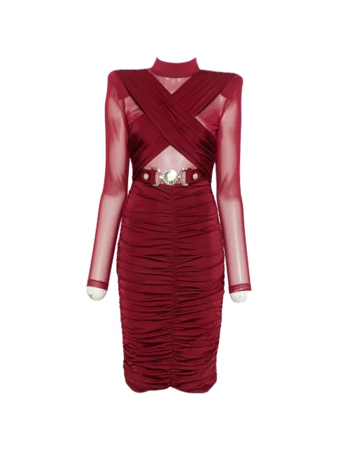 Babylone Paris belted ruched mini dress