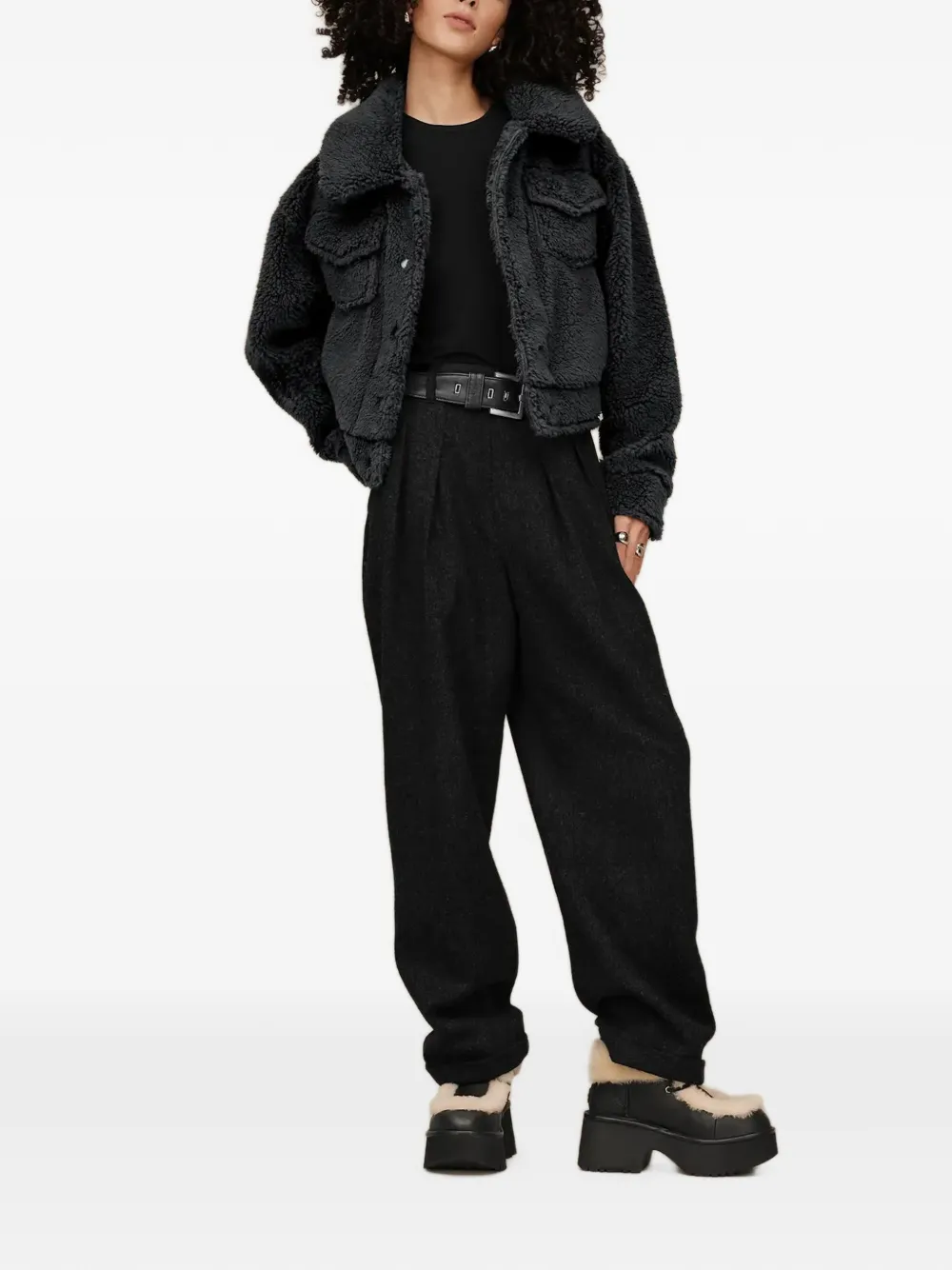 UGG Frankie truckerjack van imitatielamswol Zwart