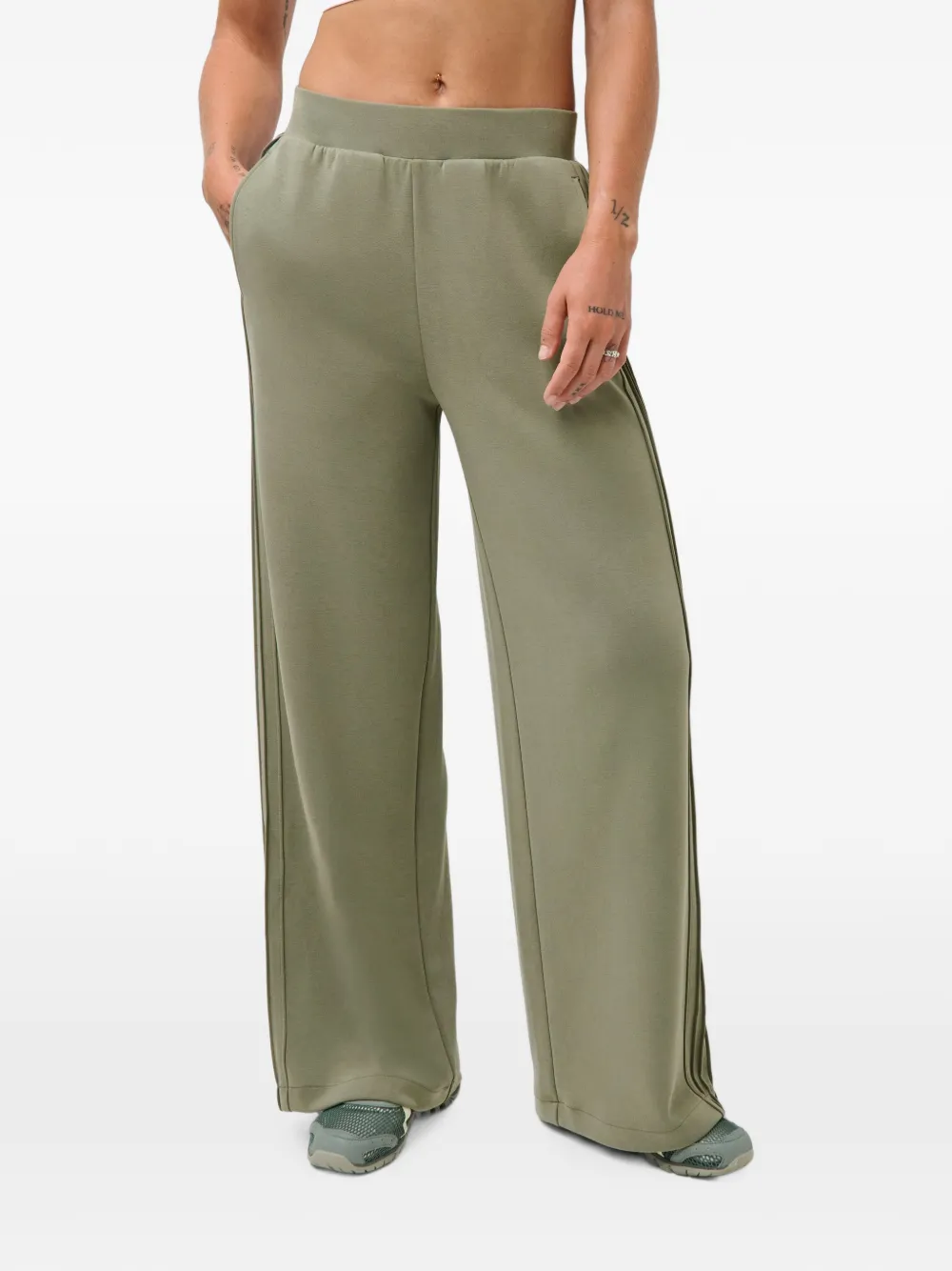 Sweaty Betty Sand Wash trainingsbroek met wijde pijpen en zijstreep Groen