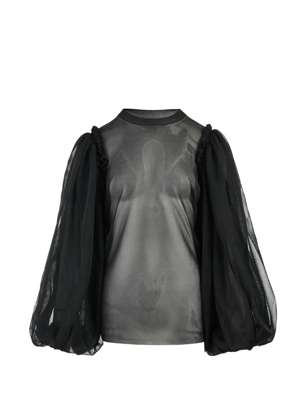 Comme Des Garçons sheer puffed-sleeve top - Noir Comme Des Garçons sheer puffed-sleeve top - Noir