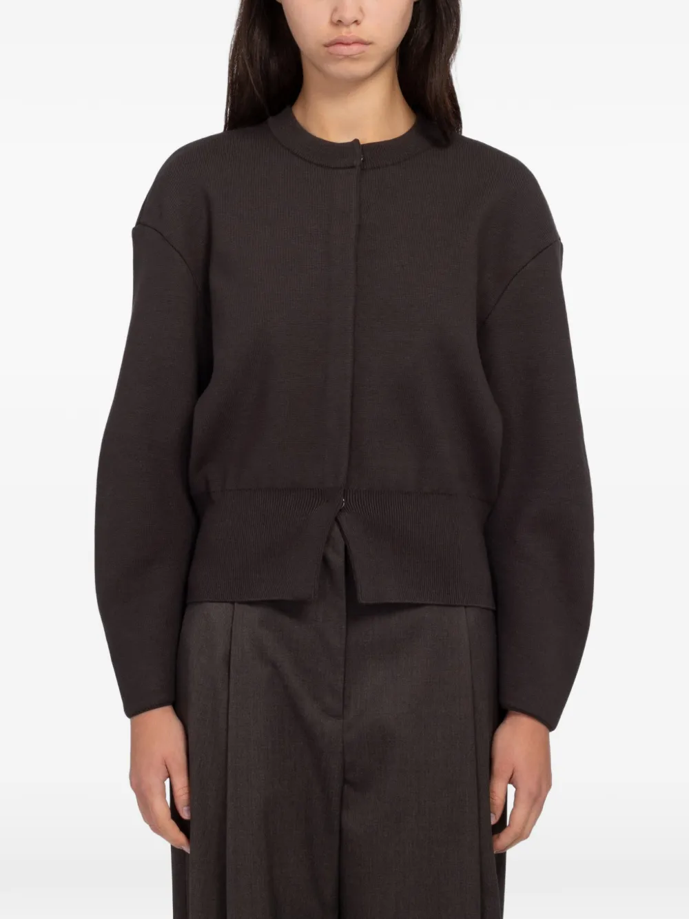 Amomento rounded-sleeve cardigan - Braun