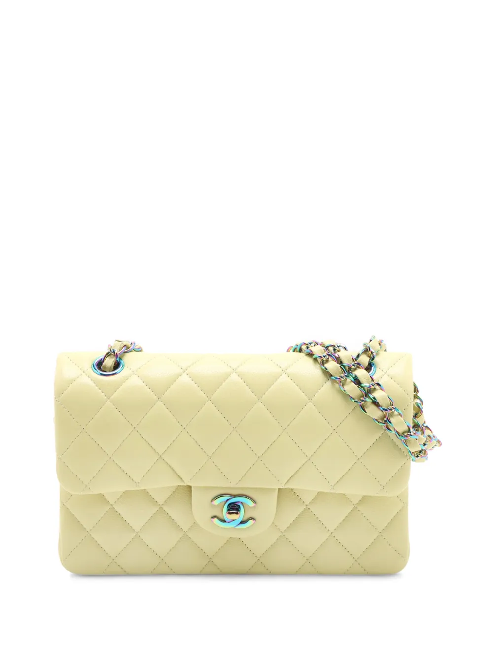 CHANEL Pre-Owned 2021-2026 Small Classic Caviar Rainbow Hardware Double Flap shoulder bag - Giallo