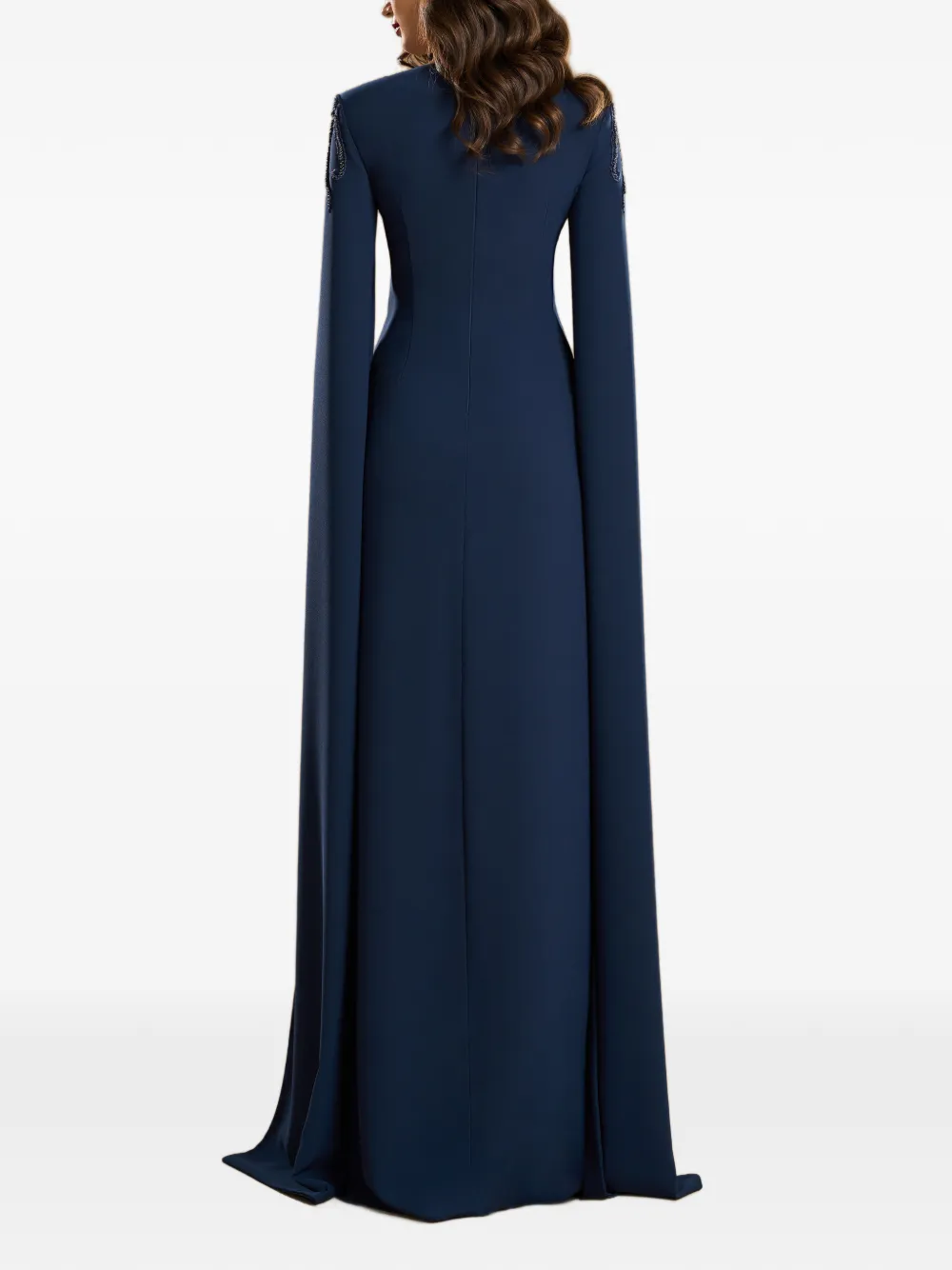 CRISTALLINI Carol maxi-jurk met capemouwen Blauw