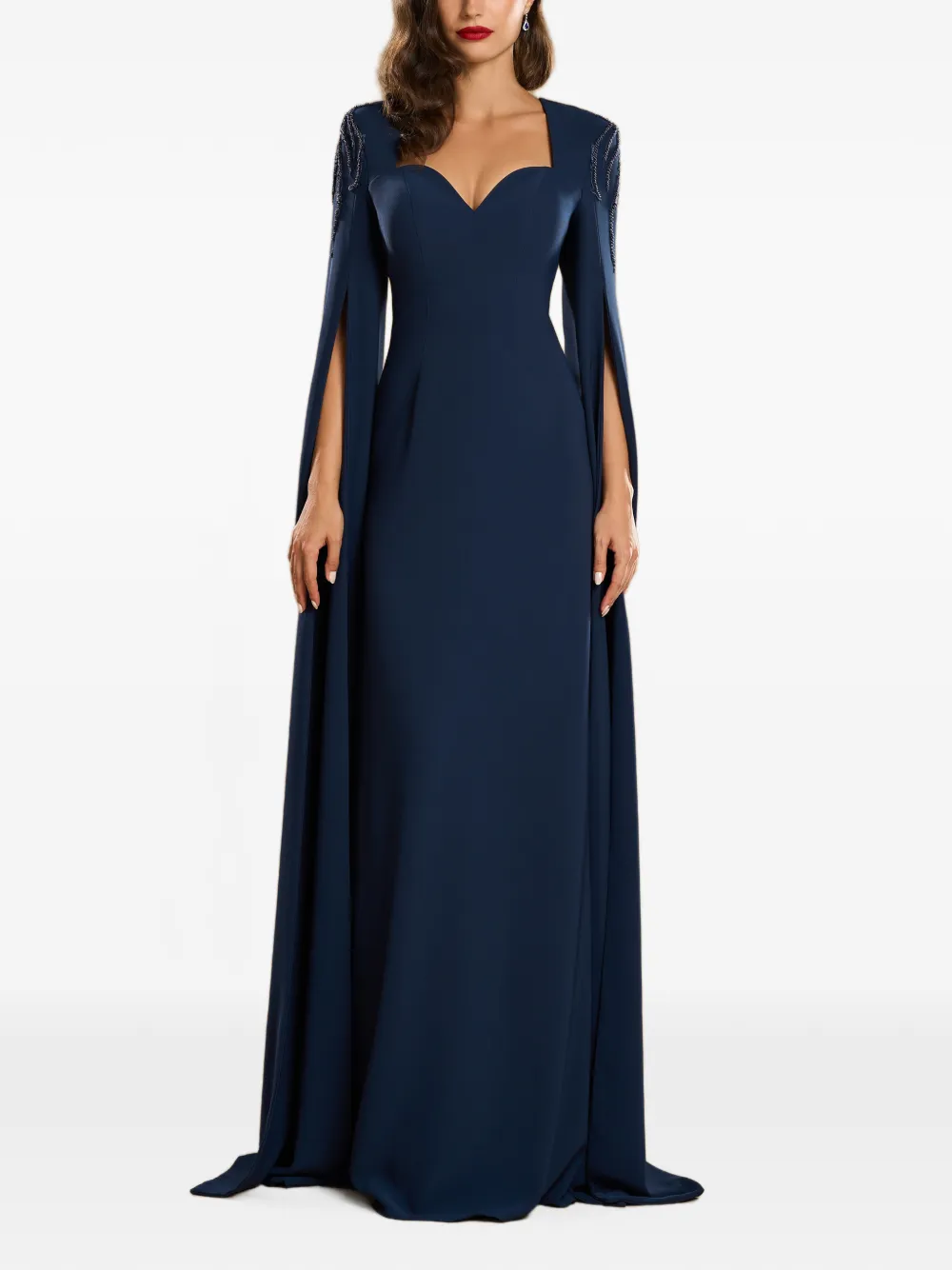 CRISTALLINI Carol cape-sleeve maxi dress