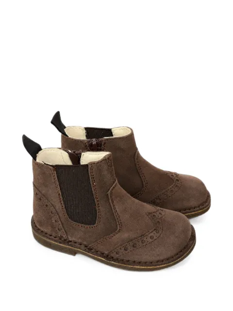 Douuod Kids brogue-detail calf suede Chelsea boots