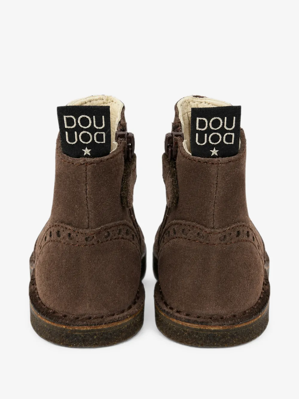 Douuod Kids 브로그 디테일 송아지 스웨이드 첼시 부츠