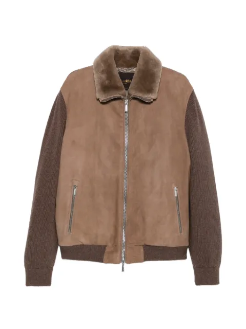 Moorer shearling-collar panelled jacket