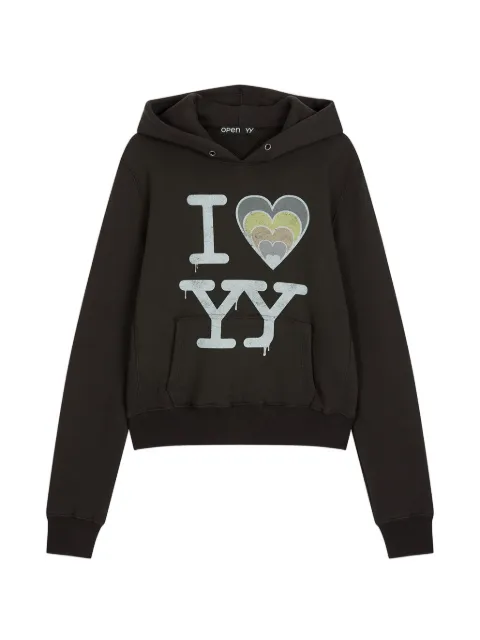 Open YY hoodie con estampado gráfico