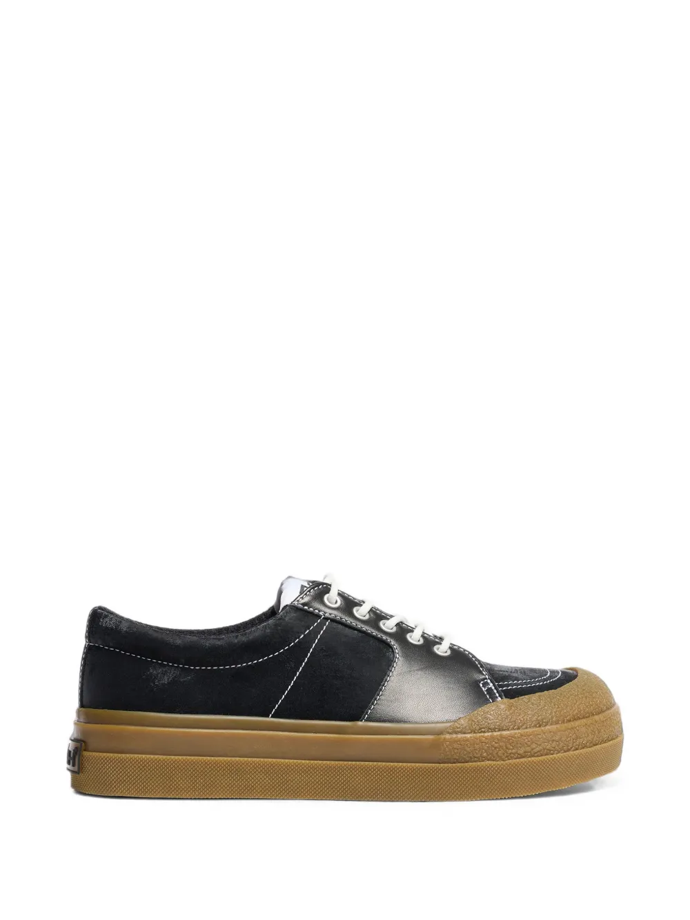 Ash Aster Contrast-stitching Leather Low-top Sneakers In Black