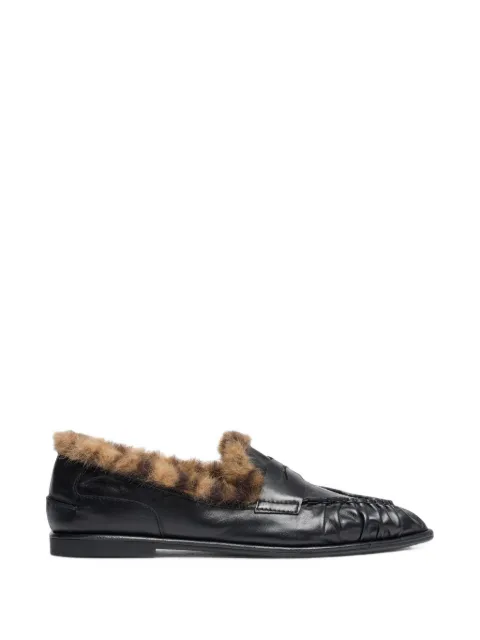 Ash Babe Bis fur-trimmed ruched-detail loafers