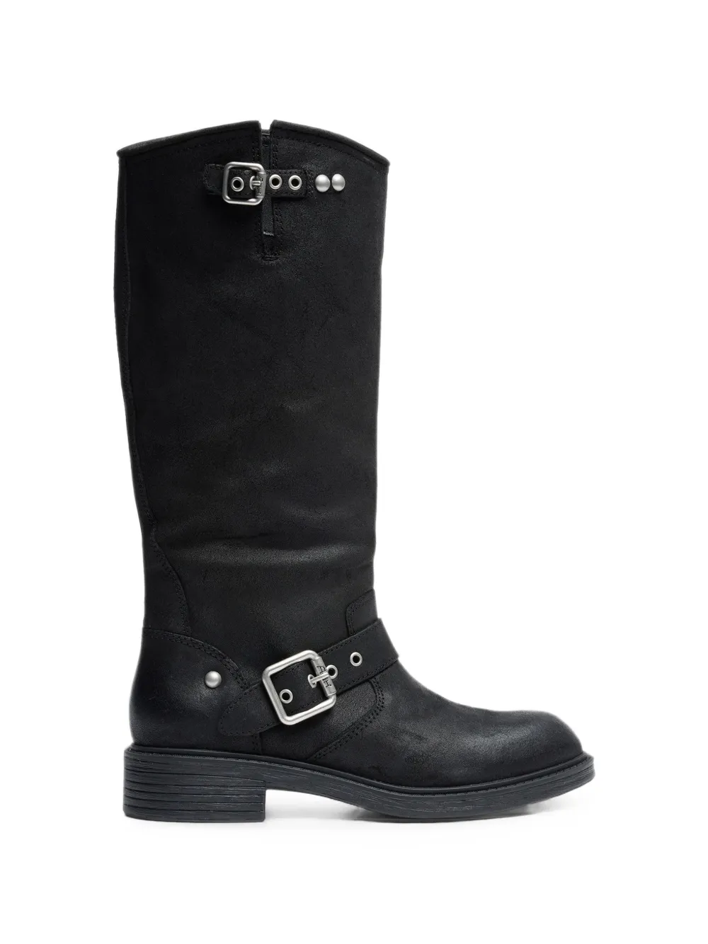 Ash Freesia Buckle-detail Leather Biker Boots In Black