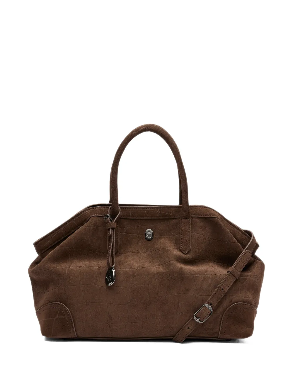 Ash Justine crocodile-effect suede tote bag - Marron Ash Justine crocodile-effect suede tote bag - Marron