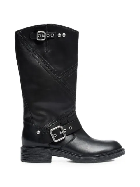 Ash botas biker Fuchsia de piel con hebilla