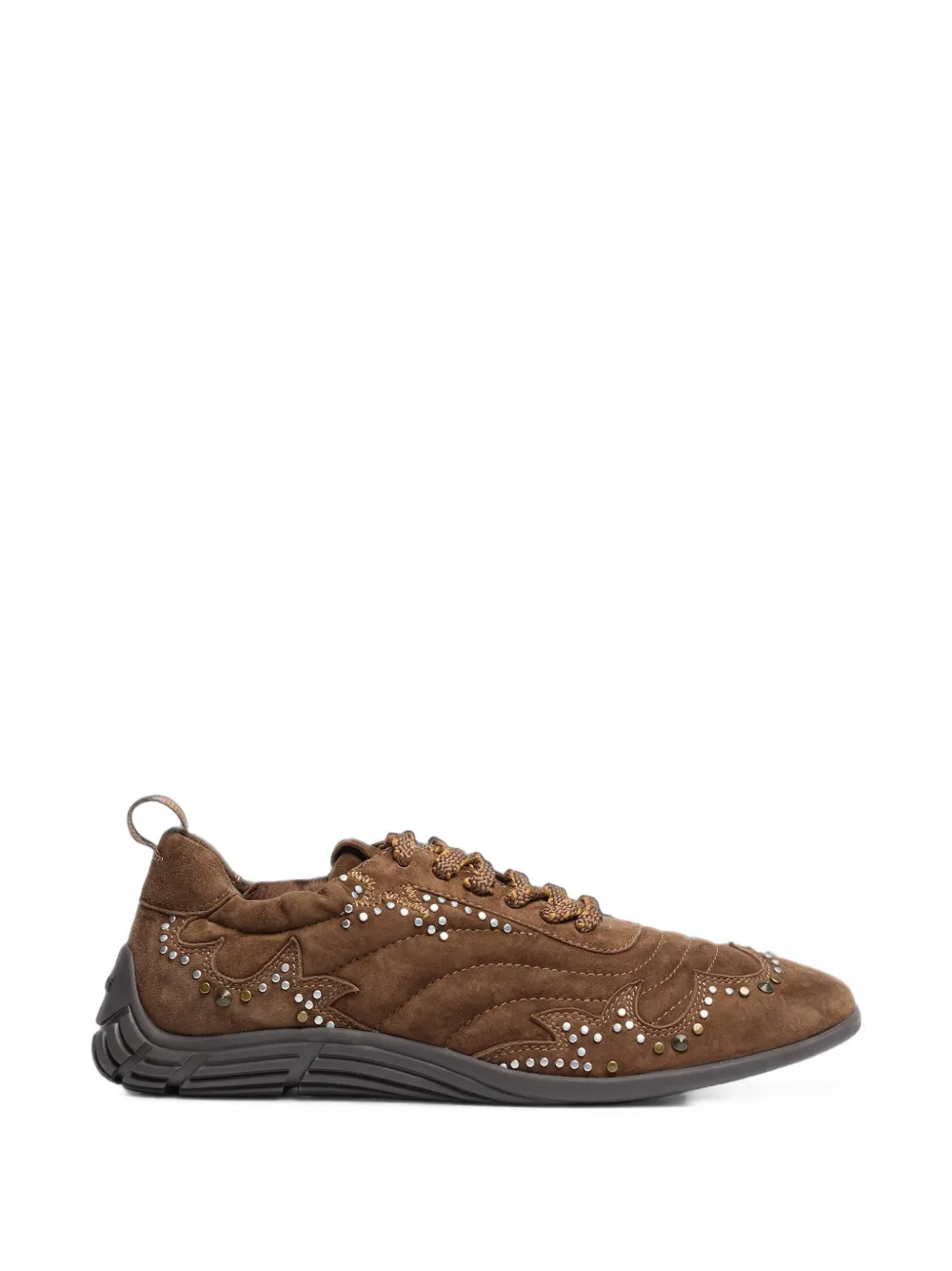 Ash Miura Studded Suede Low-top Sneakers In Brown