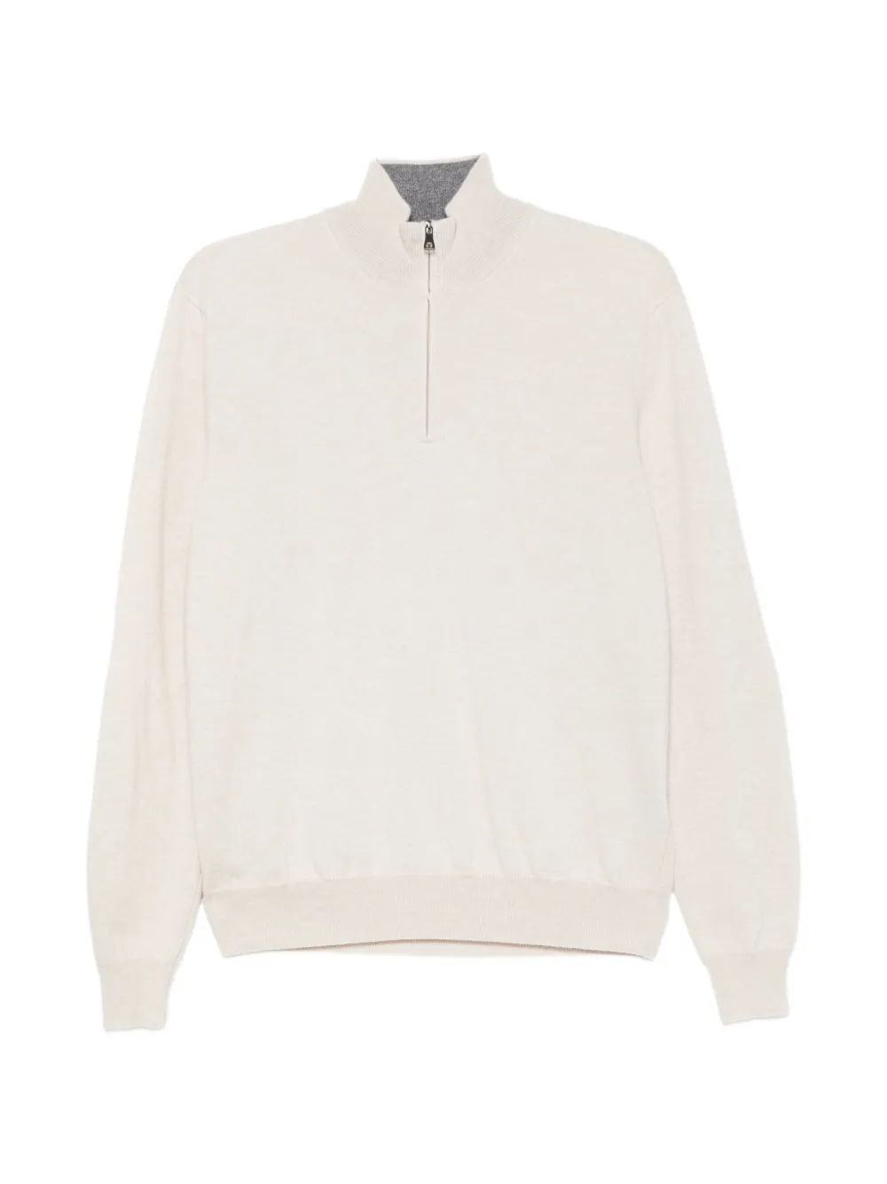 Ferrante Quarter-zip Knitted Sweater In Neutral