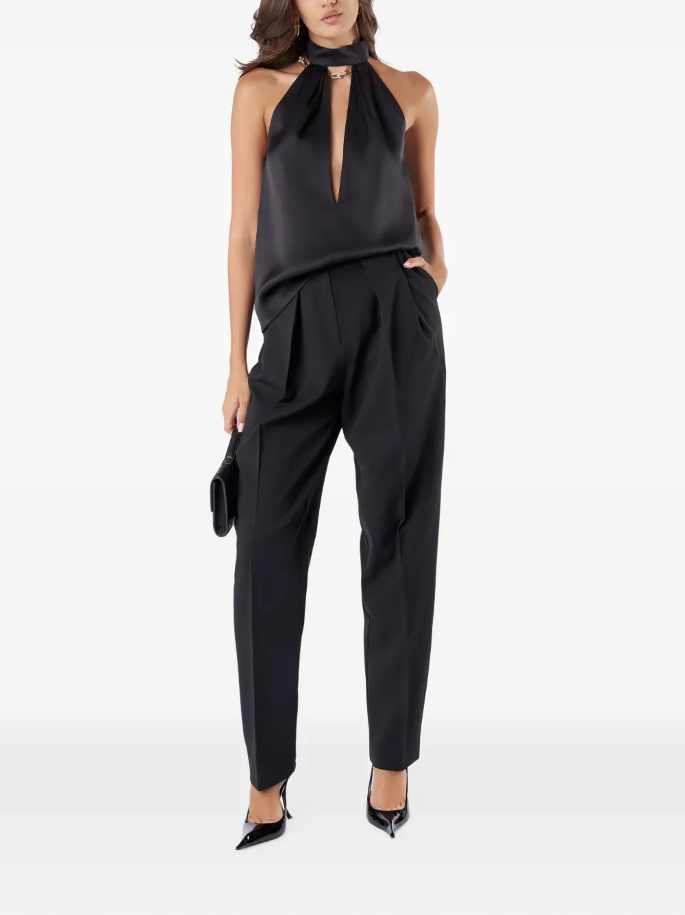 IL VOLO silk halter top Zwart