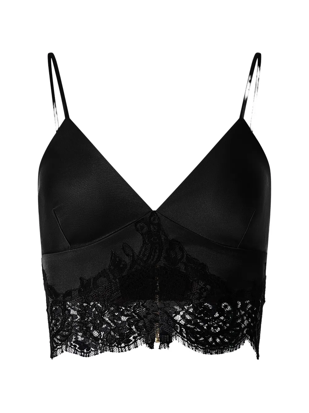 IL VOLO lace-trim silk bustier top - Nero